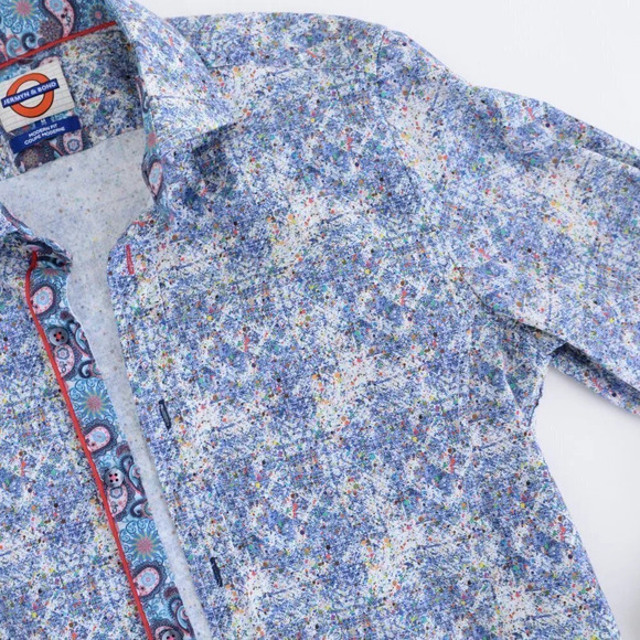 Jermyn and Bond "Modern Fit" Paint Splash  Button Up Long Sleeve Shirt - Picture 6 of 11